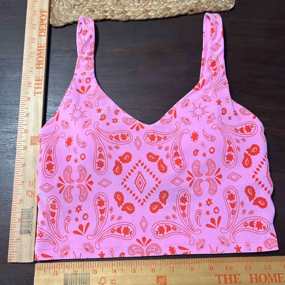 Pink Paisley Print Crop Top — Lightweight Strappy Tank